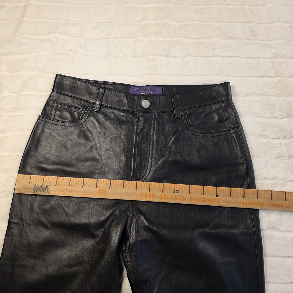 Ralph Lauren Purple Label Lambskin Straight Leather Pants Womens 4 Black $2,990 - Picture 9 of 13